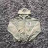 Felpa con cappuccio e zip oversize con stampa Vestibilità ampia Manica lunga Top Streetwear Uomo