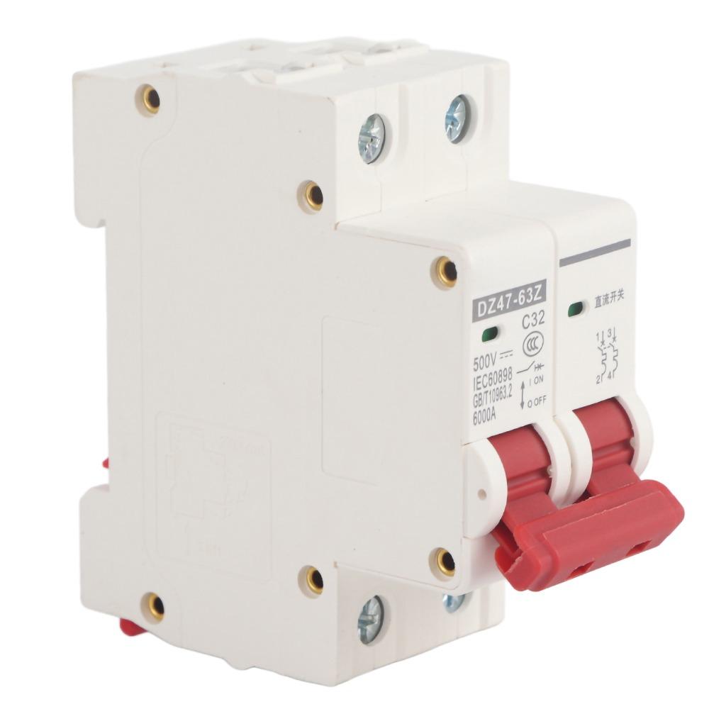 Air Switch DZ47-63Z 2P Circuit Breaker DC 500V 10A/16A/20A/32A/40A/63A MCB DC Circuit Breaker Industrial Use