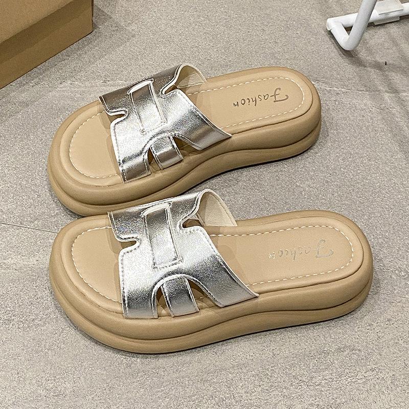 Summer outer wear thick-soled heightening casual versatile cool slippers women's fashion versatile casual slippers women