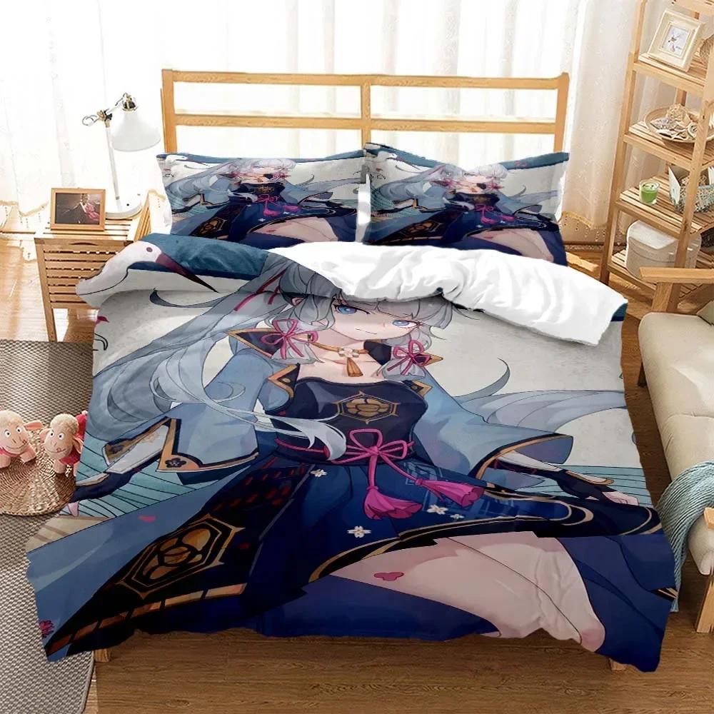 Genshin Impact Digital Comfortable Duvet Quilt Cover Pillowcase Bedding Set Children Bedroom Decoration Home Textile