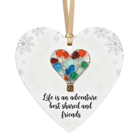 Heart-Shaped Sea Glass Friendship Ornament Handmade Sea Glass Art Christmas Animal Ornament Friendship Keepsake for Best Friends