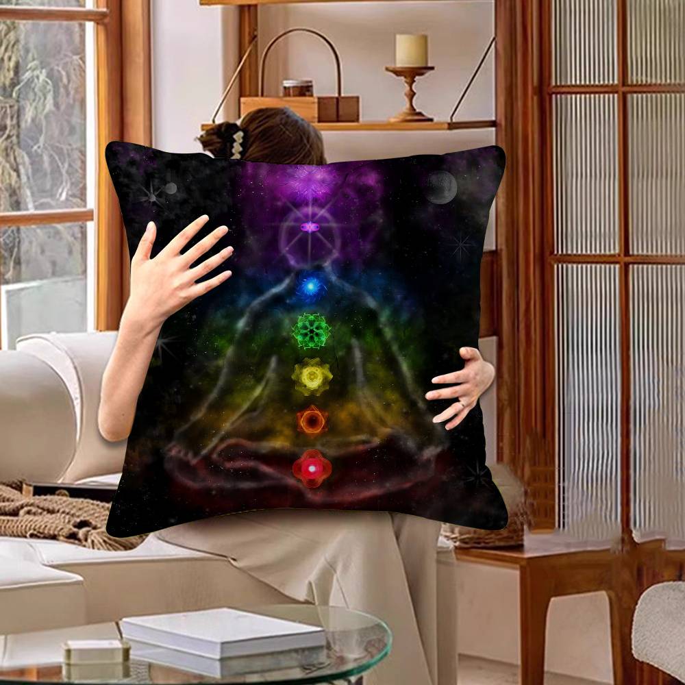 Meditation Seven Chakra Pillow Gift Home Office Decoration Bedroom Sofa Car Cushion Cover Case 45X45