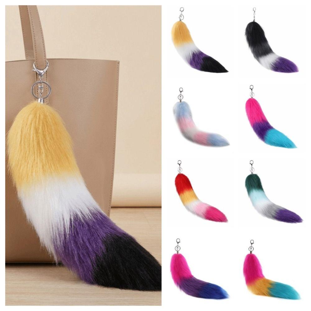 Pompoms Plush Tail Keychain Bags Charm Fur Pendant Keyring Fashion Animal Tail Keychain  Bag Decor