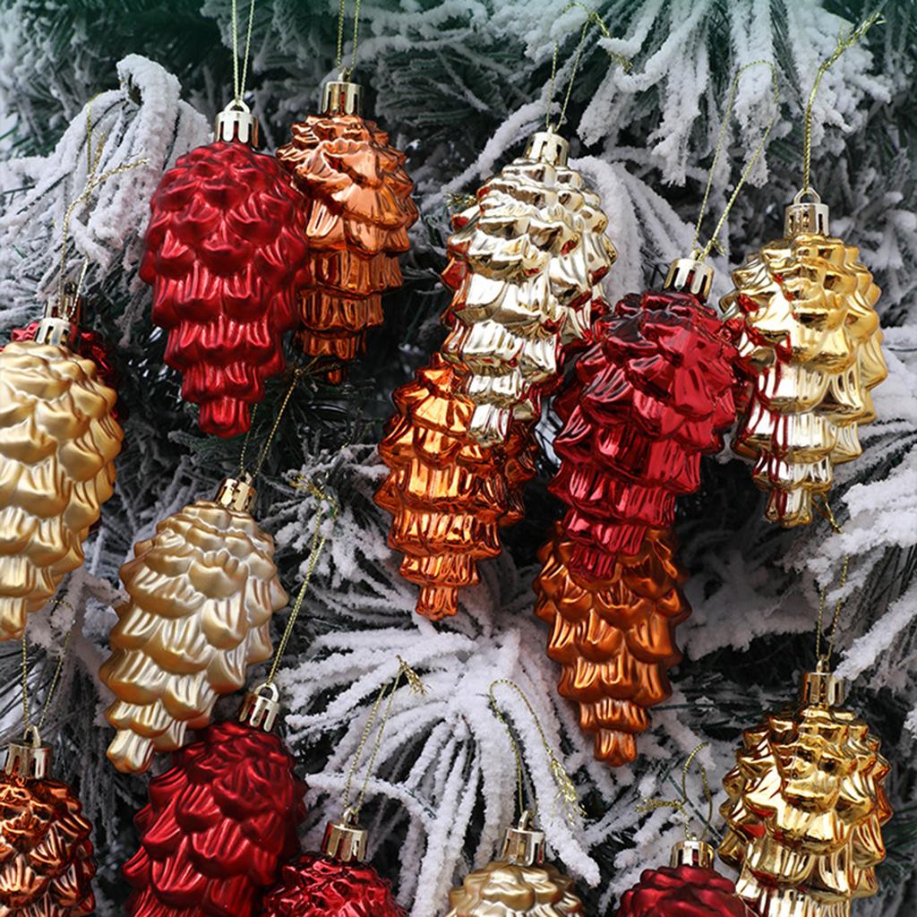 New Christmas Tree Pendant 9cm6pcs with Glossy and Matte Pinecone Christmas Balls