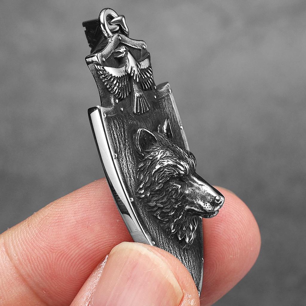 Coliere Bărbați Scut Vultur Lup Sfânt Ocrotitor Pandantiv Lan Oțel Inoxidabil Accesorii Bijuterii Modă Punk Femei Cadou