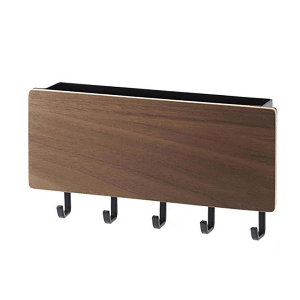 Japanischer Schlüsselhalter aus Holz zur Wandmontage mit 5 Haken, stanzfrei, multifunktionaler Schlüsselaufhänger für Zuhause