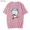 Cartoon Bubu Dudu Shirt Mochi Brownie Bear Bike Riding T-Shirts Women Kawaii Y2k Clothes Men Cartoon Top Summer Tees