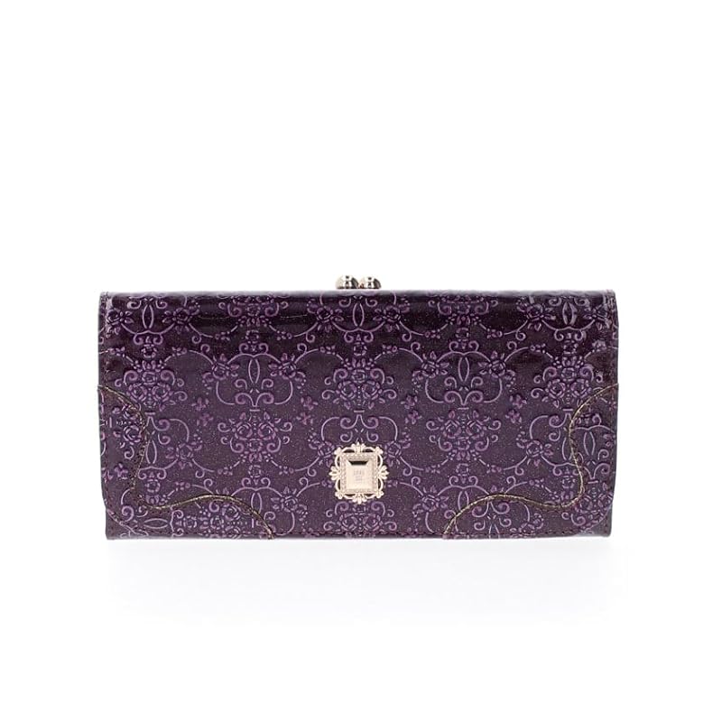 

[Anna Sui] wallet Roomy Clasp flap long wallet ladies Purple (new)