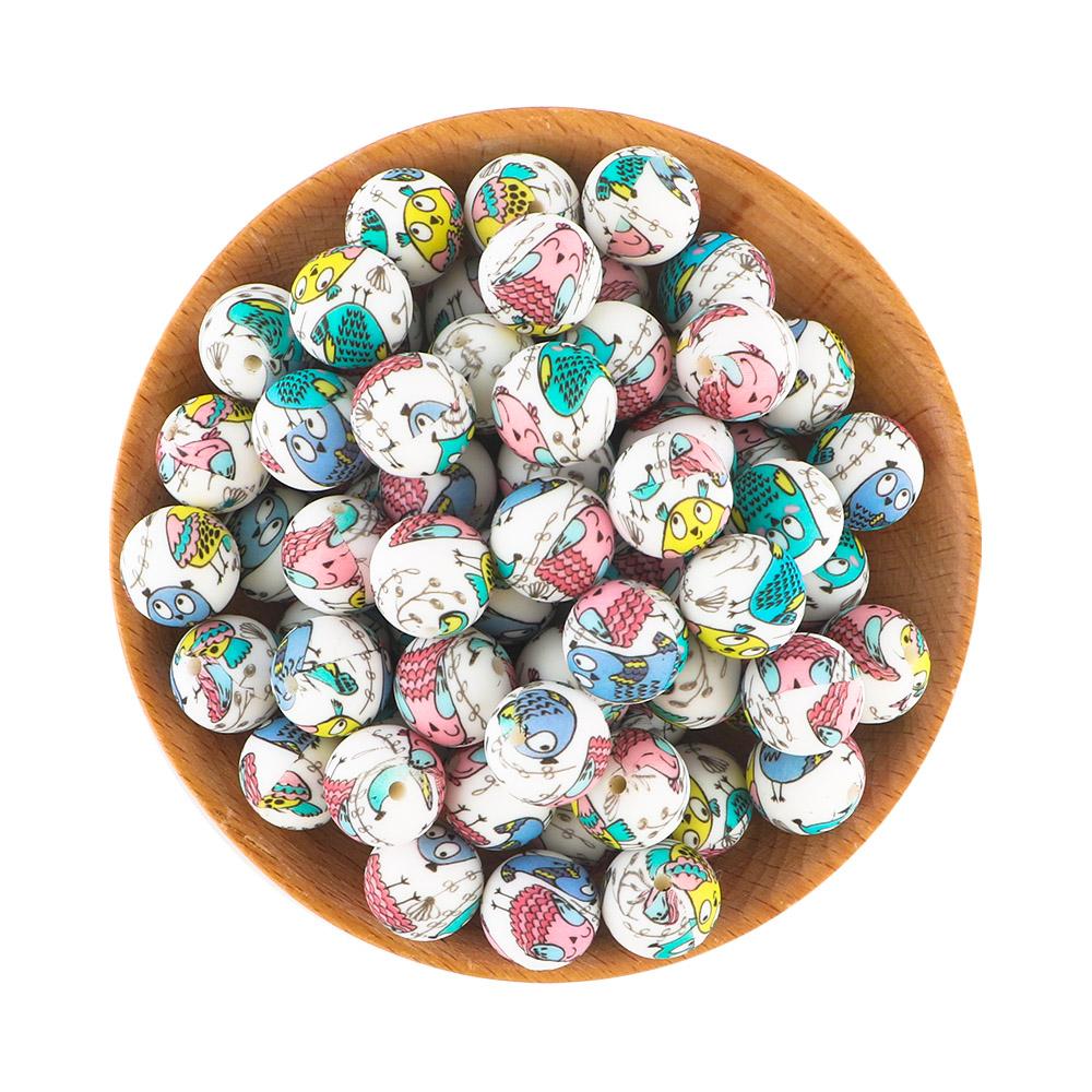 5Pcs 15mm Round Leopard Silicone Printed Beads For Jewelry Making DIY Keychain Necklace Bracelet Jewelry Accessories