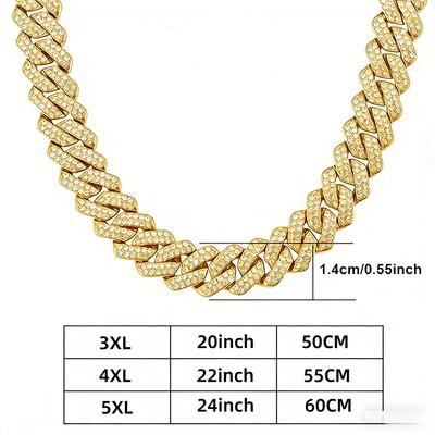 Fashion Hip Hop Square 14MM Cuban Link Necklace Men Gold Color Women Rhinestone Iced Out Cuban Chain Punk Jewelry Necklaces Gift