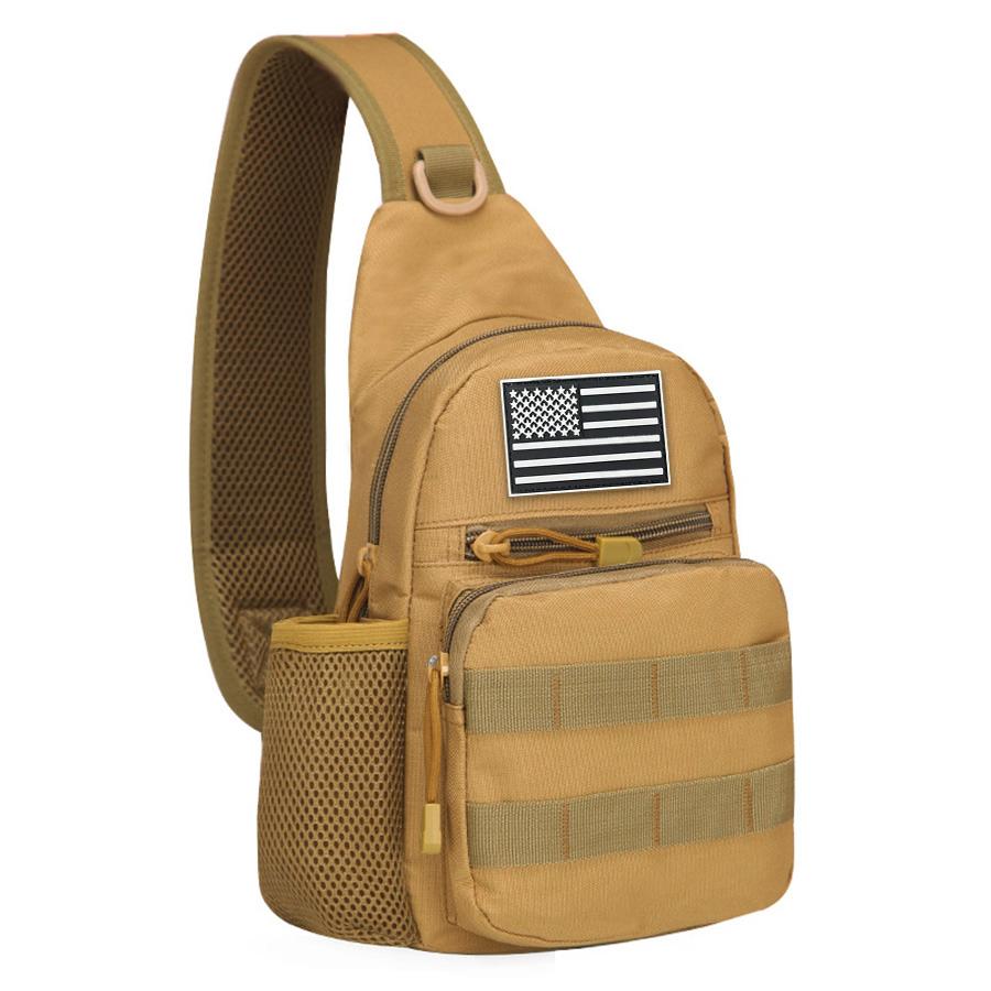 Camouflage Shoulder Bag Men's Chest Bag Outdoor Travel Convenient Water Cup Mesh Bag Shoulder Strap Adjustable