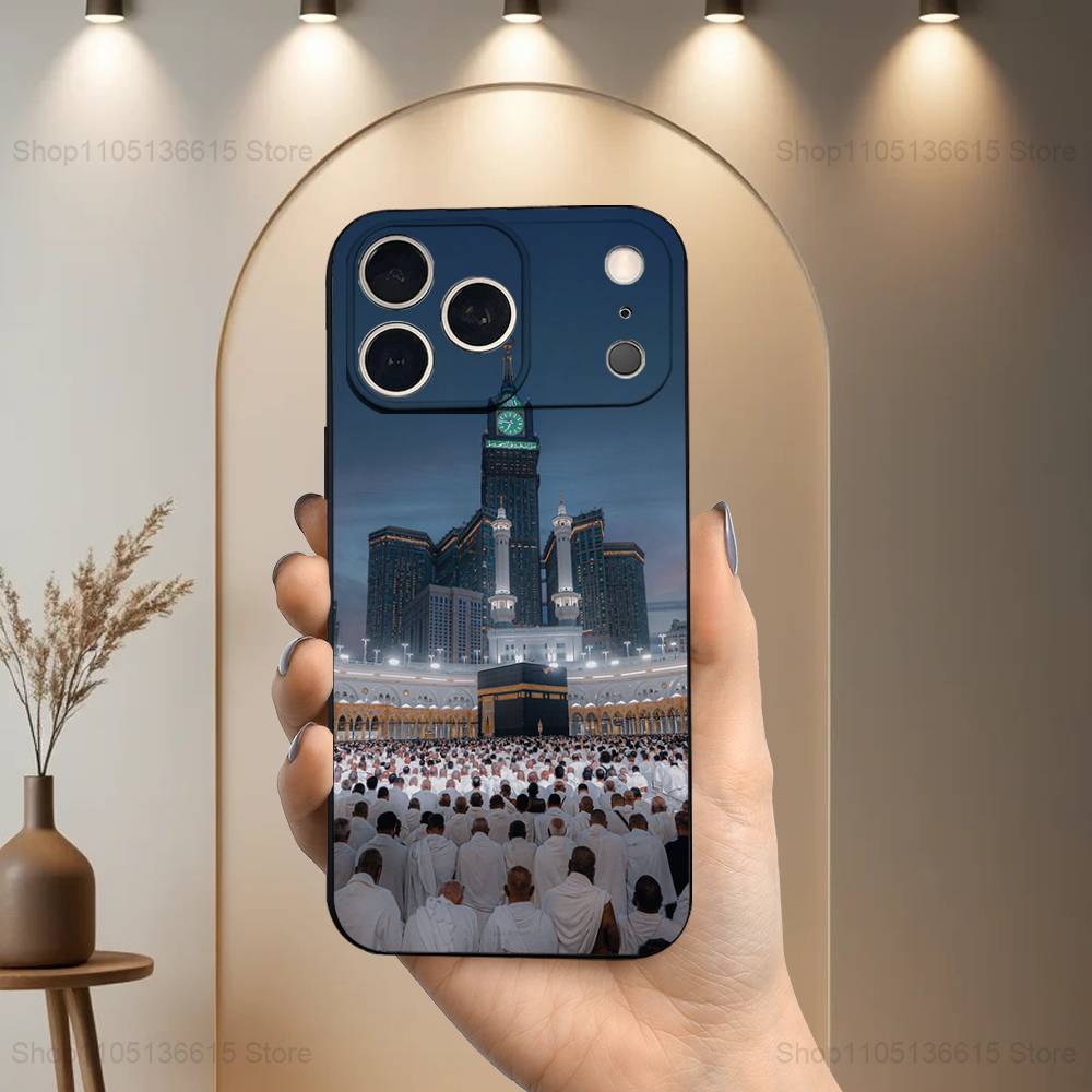 

IN Mecca Cover Pilgrims Case For iPhone 11,12,15,14,13,16,17,Plus,Pro Max,XS,X,XR,SE,Mini,8,7,Soft Silicone Black iPhone11