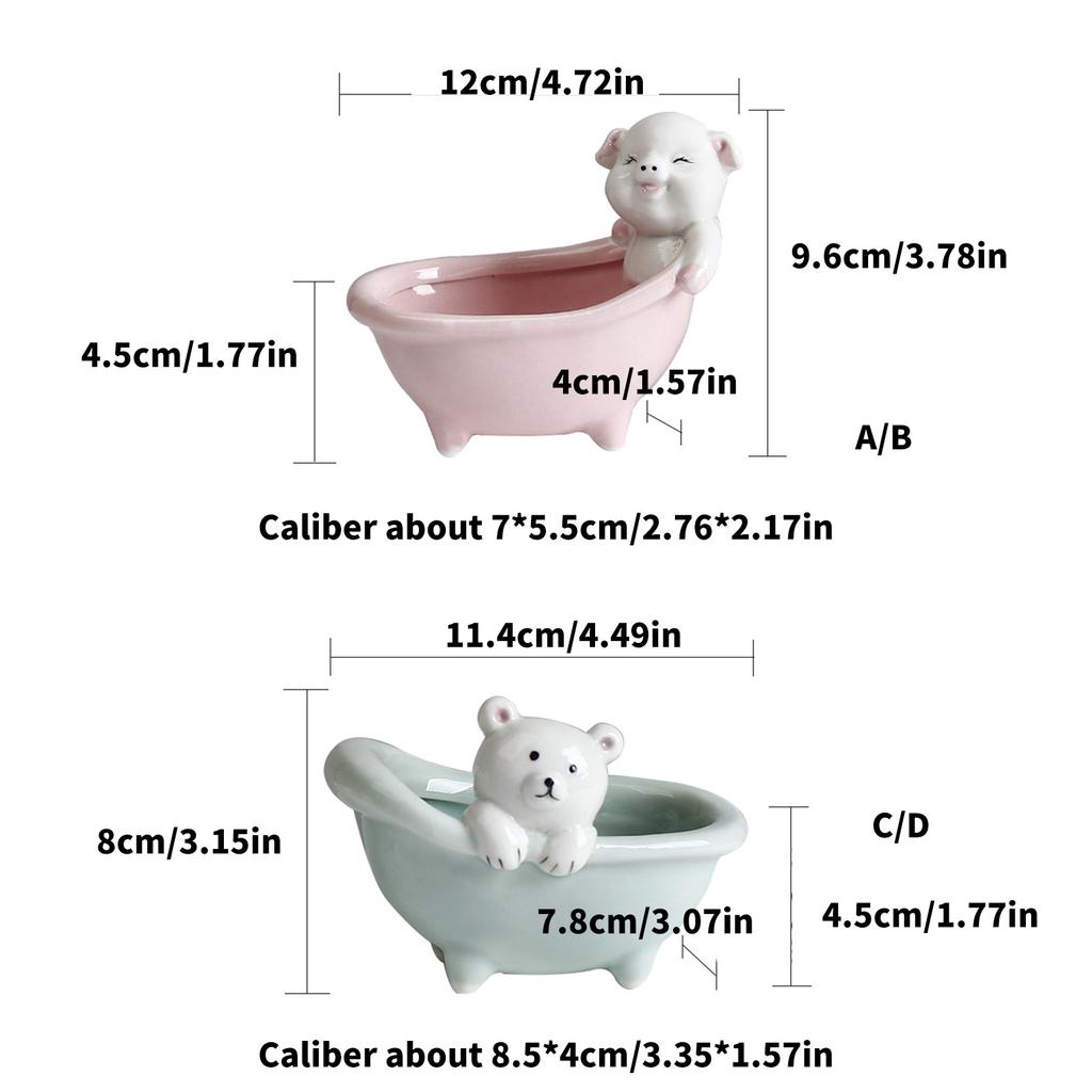 Ceramic Fleshy Plant Pot Pig/Bear Planter Plant Flowerpot Ornament for Fleshy Plant Cactuses Container for Home Balcony