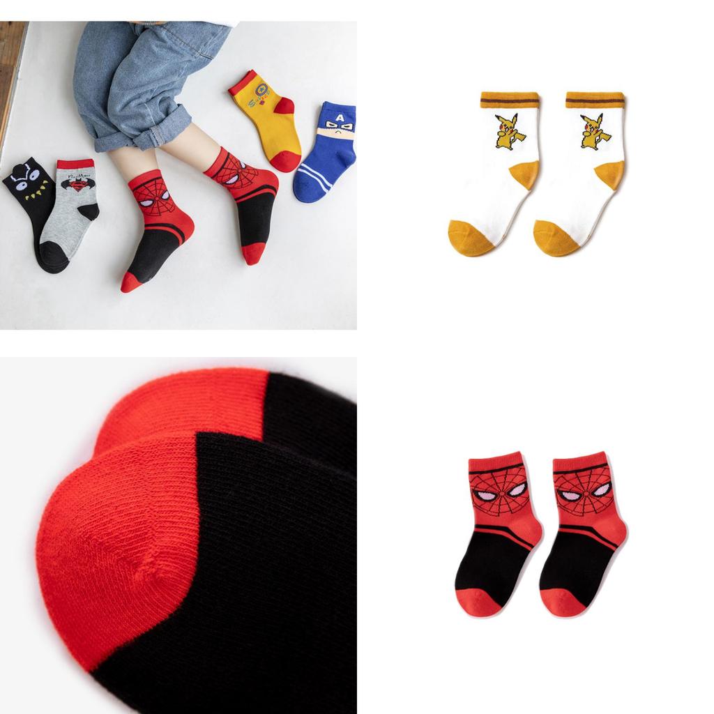 Spider-man Cotton Boys Socks With Cute Cartoon Pattern For Fun And Comfortable Wear