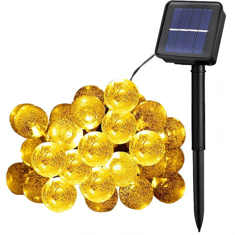 Outdoor Solar-Powered Waterproof LED Bubble String Lights for Christmas Decoration