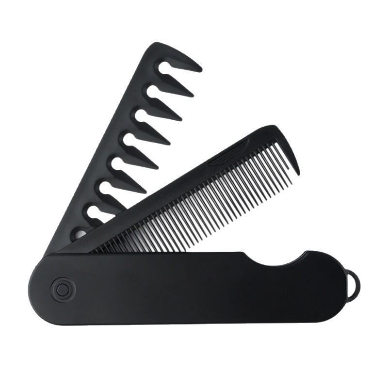 Men's and Women's Dual-Tooth Folding Comb: Wide-Tooth for Beards and Fine-Tooth for Hair Straightening and Styling.