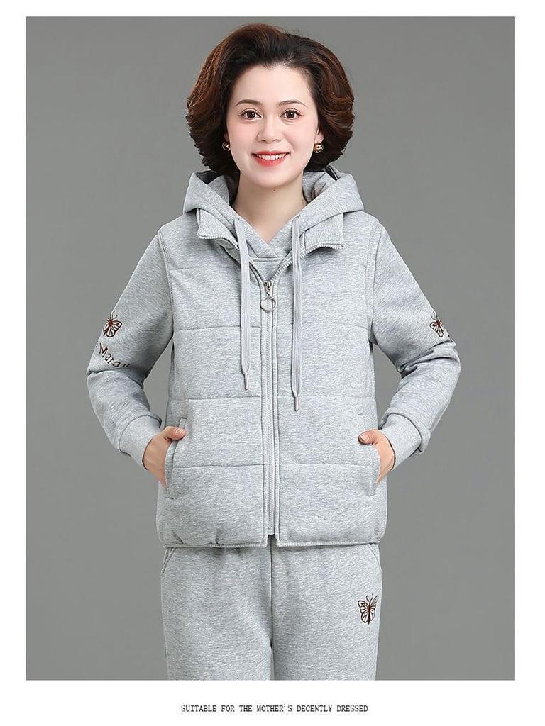 Women's Winter Sportswear Set: Velvet Thickened Vest & Coat for Middle-Aged & Elderly