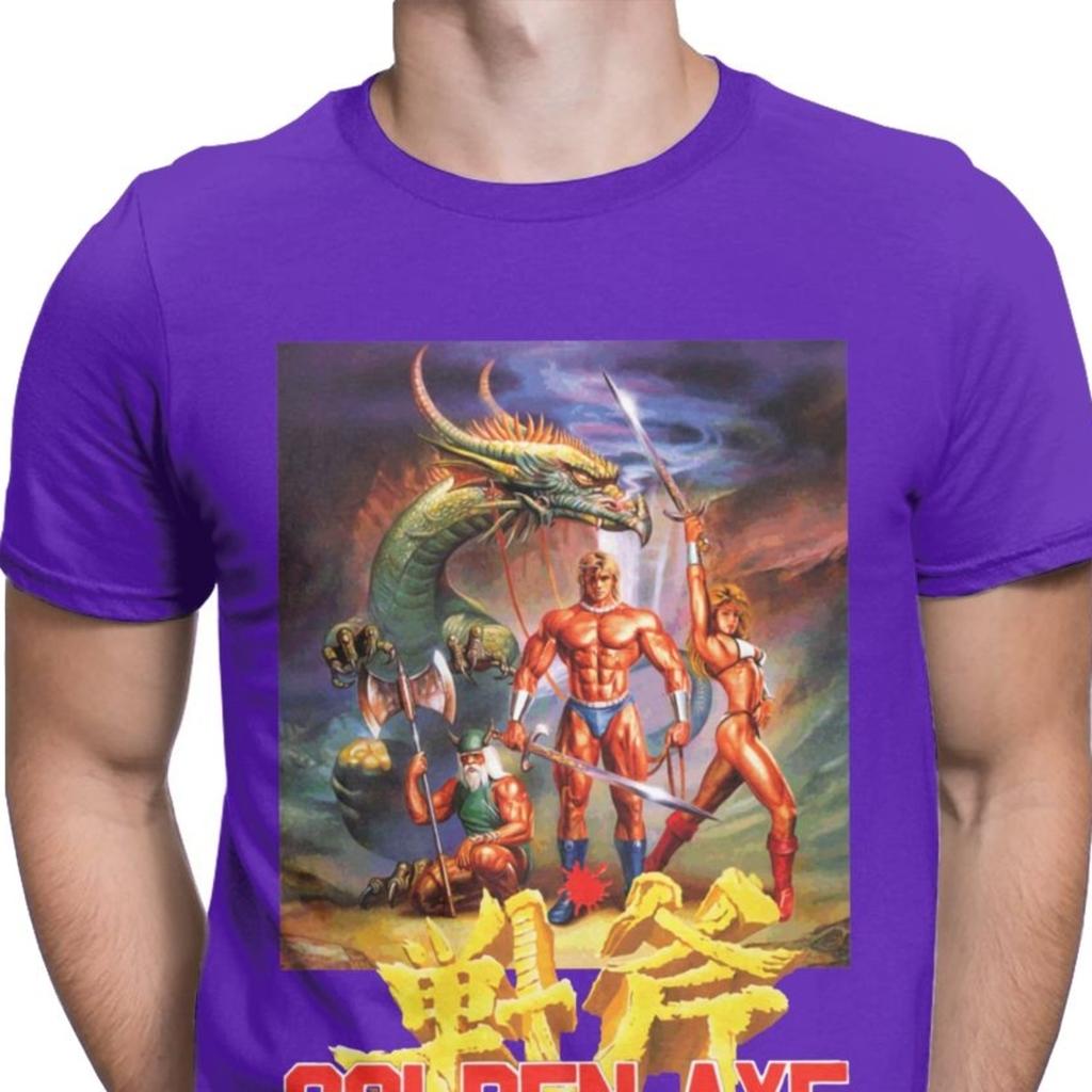 Golden Axe Streets Of Rage T-Shirt für Herren Reines Baumwoll-Vintage-T-Shirt Retro Axel Blaze Kampfspiel-T-Shirts