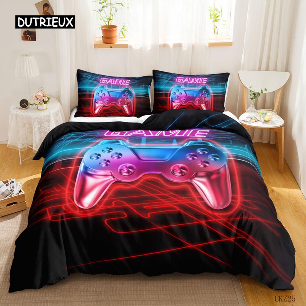 Game Duvet Cover Set Game Contoller Comforter Cover for Kids Boys Teens Player Game Double Queen King Size Polyester Bedding Set