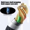 240W Super Quick Charging Nylon Cables USB Type C Transparent LED Display Data Cord USB-C Wire for Android Samsung Xiaomi