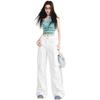 Four Season Wearable Retro Design Maillard Workwear Pants Trendy Brand Loose American Straight Leg Wide Leg Jeans For Women