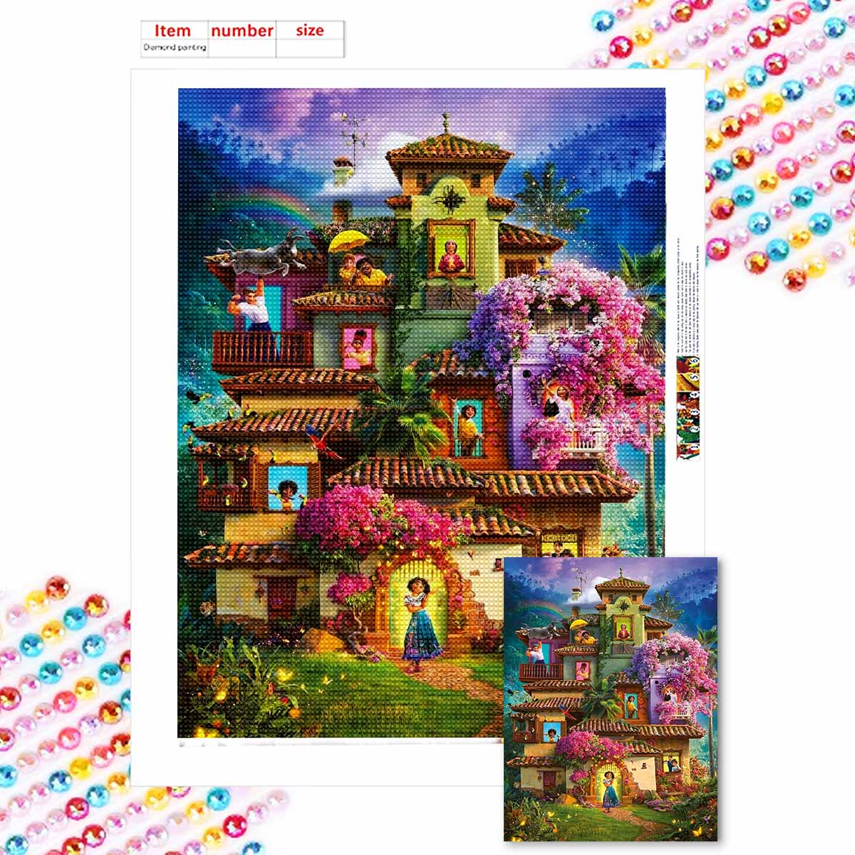 

Алмазная живопись своими руками Мечтательный замок Набор для вышивания крестом Мозаичное искусство Алмазная живопись Полная выкладка Алмаз Домашнее украшение Round 20x30cm