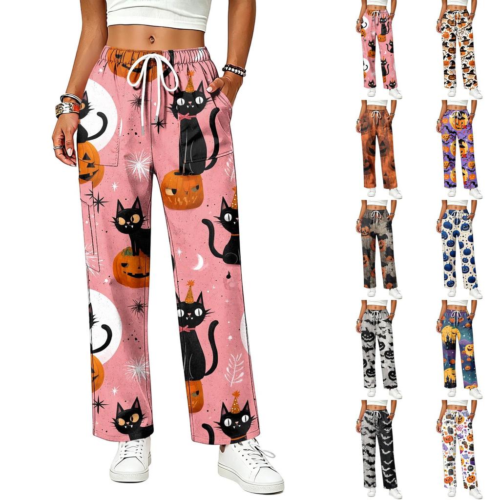 Women's Drawstring Elastic Waist Casual Pants with Pockets Color for Everyday Wear