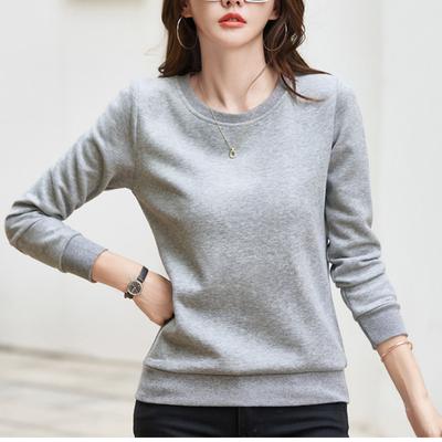 Bottoming Shirt, Women's Thermal Sweatshirt, Long-sleeved, Thickened Brushed Round Neck, Versatile Spring And Autumn Fashion