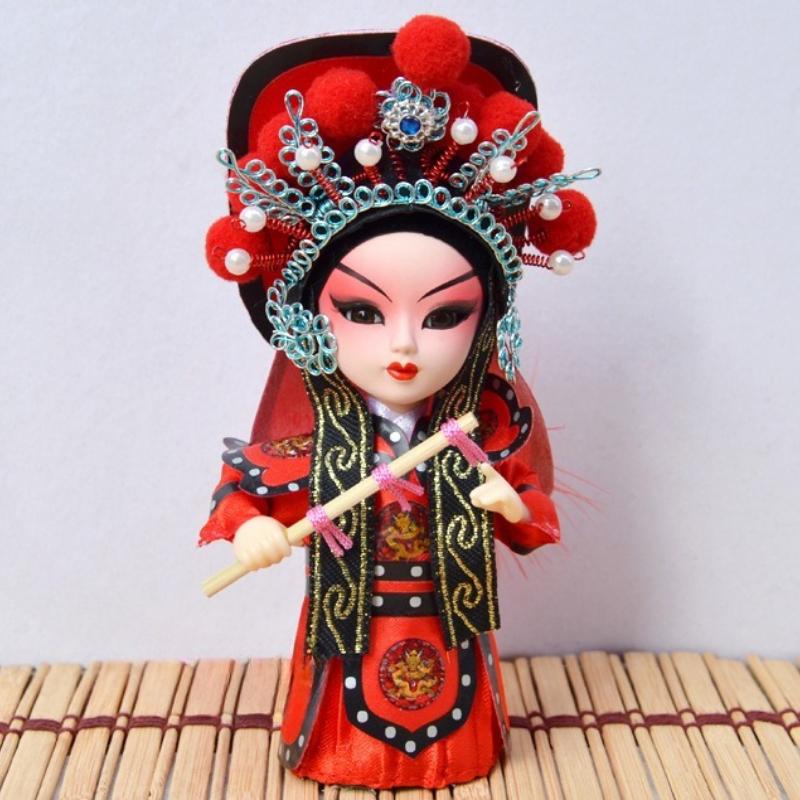 Chinese Peking Opera Mask Doll Opera Character Decoration Silk Doll Chinese Handmade Decorative Gifts Shop Decoration Doll