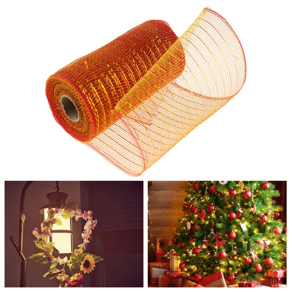 1 Roll 15*910cm Decorative Mesh Eco-friendly High Toughness Net Yarn Christmas Poly Mesh Ribbon Metallic Strips Decor For Home