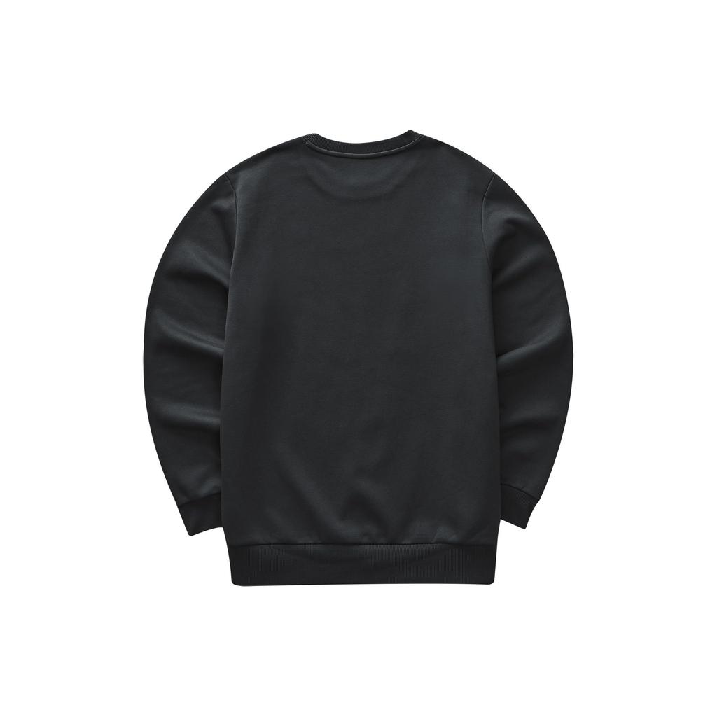Skechers S-Color Solid Color Round Neck Pullover Knitted Sweatshirt Unisex sweatshirt Carbon-Black L323U181-0018