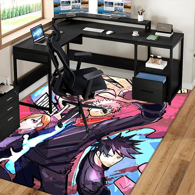 1pc Anime Cartoon Design Jujutsu Kaisen Chair Mat - Non-Slip Carpet for Office, Home Decor, Living Room, Bedroom, Game Room - Perfect Gift for Anime L