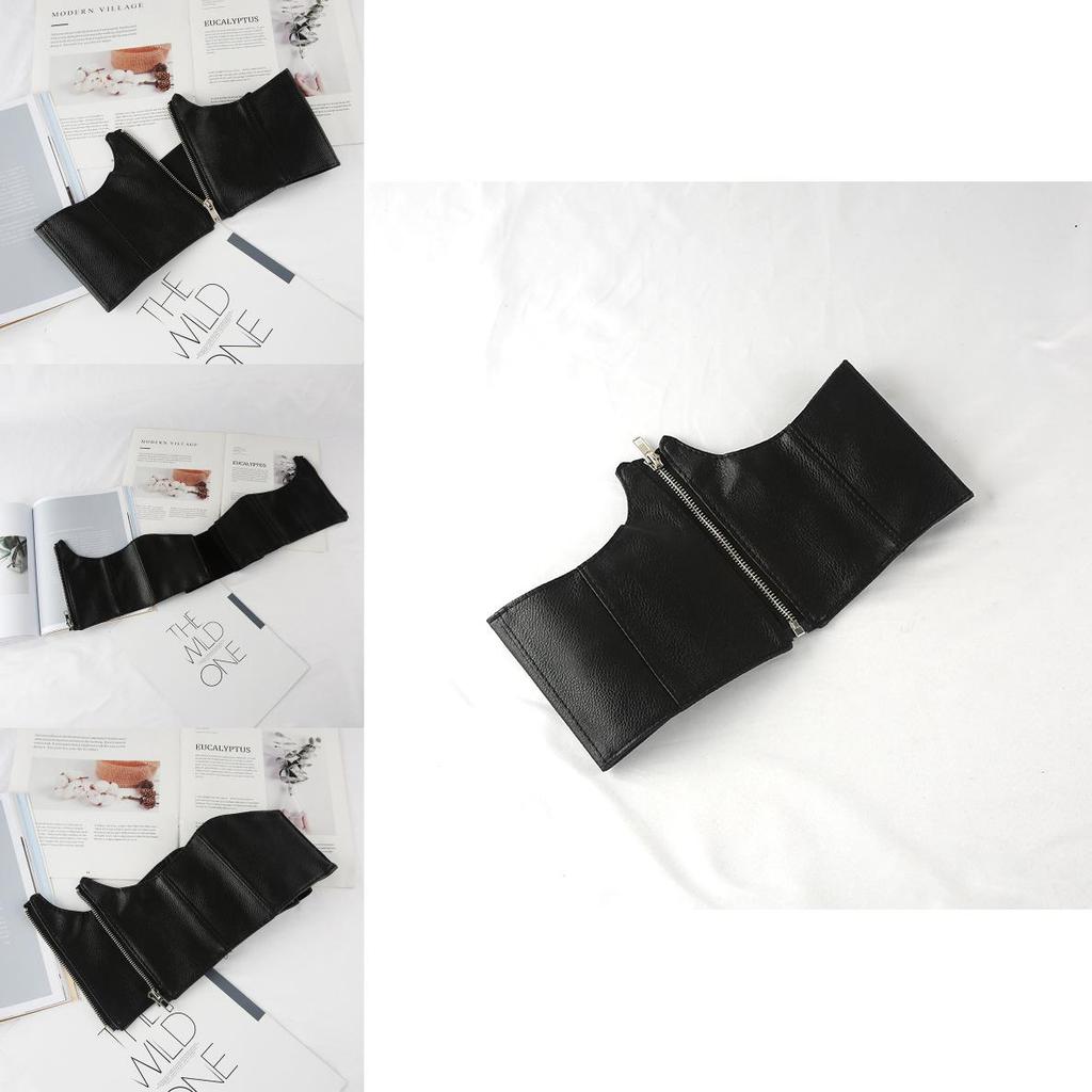 Simple Solid Color Artificial Leather Women Casual Wide Waistband With Zipper For Outdoor Fashion Streetwear