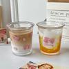 Bow Glass Cute Water Cup Cartoon Bow Glass Cup Striped Cute Doodle Coffee Mug Household Fruit Tea Lemonade Girls Gift