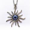 Trendy Personality Turkish Blue Eyes Hollowed-out Pattern Crescent Moon Sun Evil Eye Pendant Necklace for Women Men Jewelry Gift