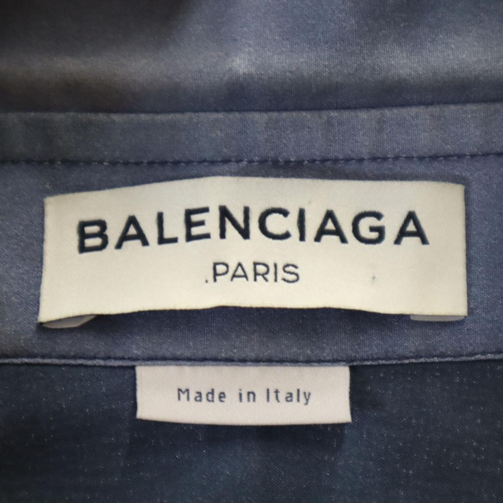 Balenciaga Made In Italy Tie-dye Pattern Long Sleeve Shirt 38 Navy Men's Used