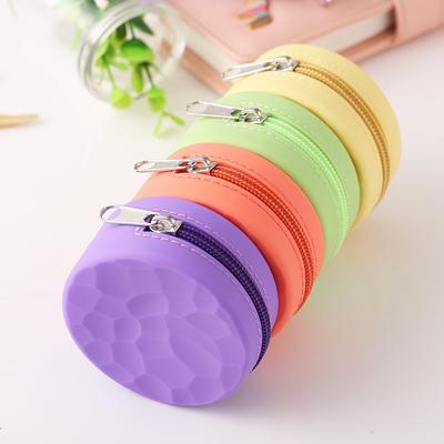 Katı Yuvarlak Silikon Para Çantaları Yumuşak Küçük Tasarımcı Fermuar Para Para Cüzdan Mini bozuk para cüzdanı Kılıfı küpe Kulaklık Saklama Torbaları
