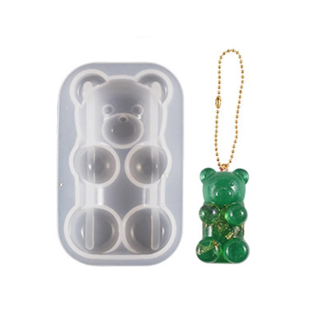 Semi-dimensional Bear Silicone Mold DIY Handmade Keychain Pendant Ornaments Crystal Epoxy Resin Molds Jewelry Crafting