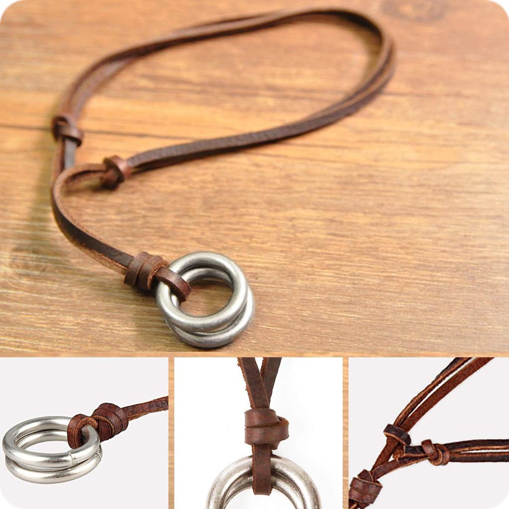 Richapex Double Ring Necklace with Eagle Long Leather Perfect Day Authentic Leather Ring and Unisex Long Eyeglass Holder Men's Design, Cord, Father's