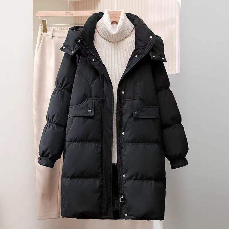 Women's 2025 Mid-Length White Duck Down Jacket - Trendy, Slimming, Thick Winter Coat with Auspicious Cloud Design