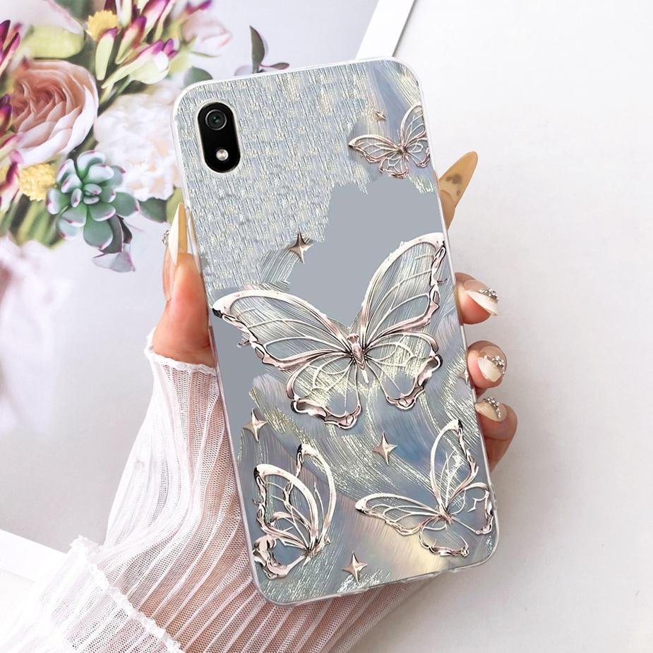 For Xiaomi Redmi 7A Case Luxury Flowers Butterfly Painted Cover Soft Silicone Case For Xiaomi Redmi 7 7A Redmi7 A Redmi7A Fundas