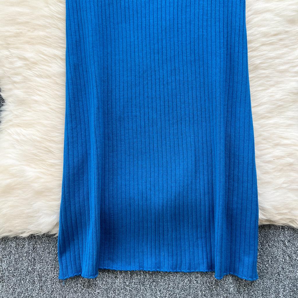 New Summer Women's Polo Knitted Dresses Colorblock Elegant Short Sleeve Buttons Bodycon Wrap Dress Female Dress