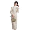Simple and elegant Chinese compound lace long fur collar cheongsam winter new young women's national style long-sleeved cheongsam