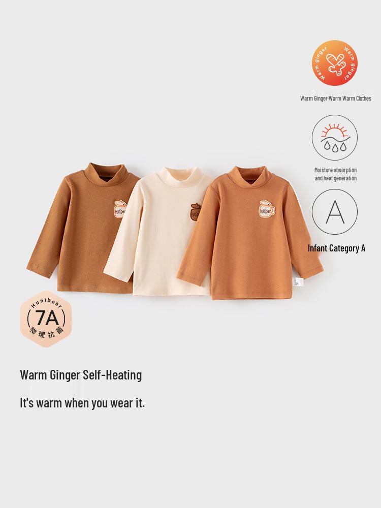 Korallenfleece Langarm-Hochhals-T-Shirt für Babys und Kleinkinder - Warm, Lässige Schicht für Jungen & Mädchen
