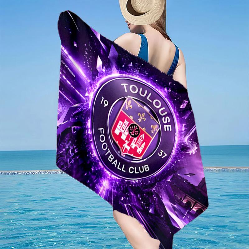 1PC Toul-ouse Crest Design Beach Towel - Soft, Absorbent Microfiber, Lightweight, Ideal for The Beach, Parties, Travel, Camping Fan Gifts