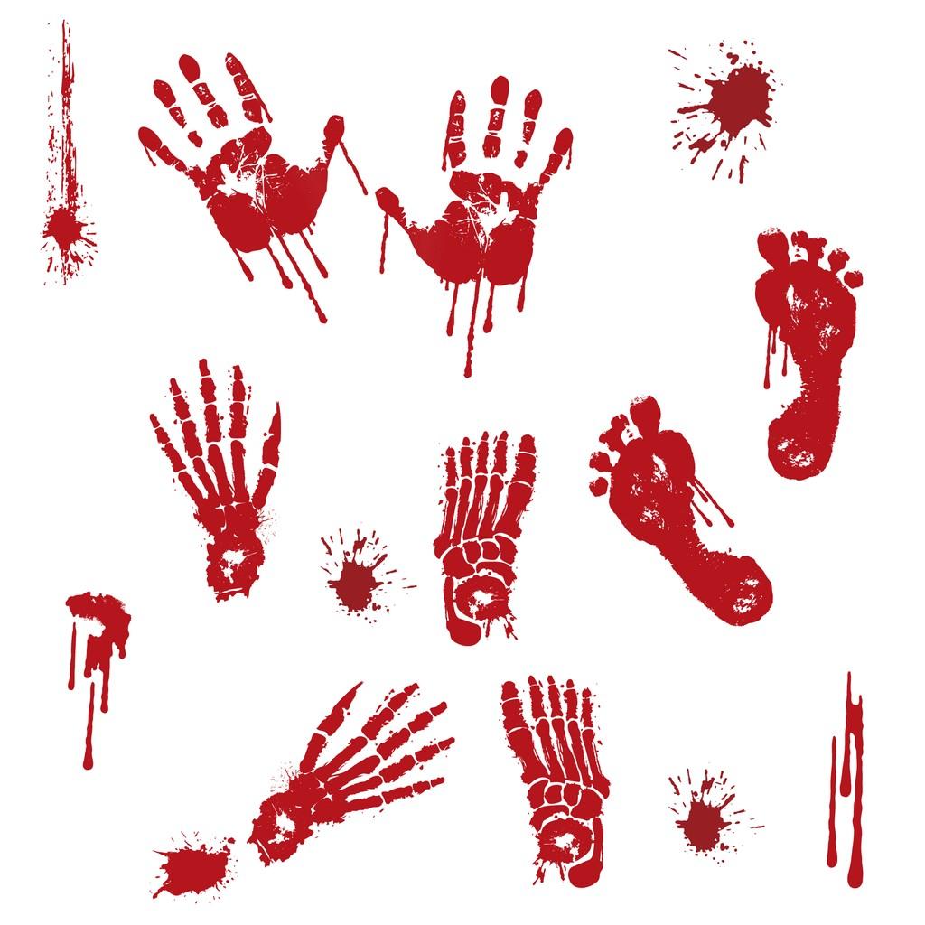 Halloween Blood Disturbing Handprint Static Cling Wall Decor For Spooky Haunted Experiences House