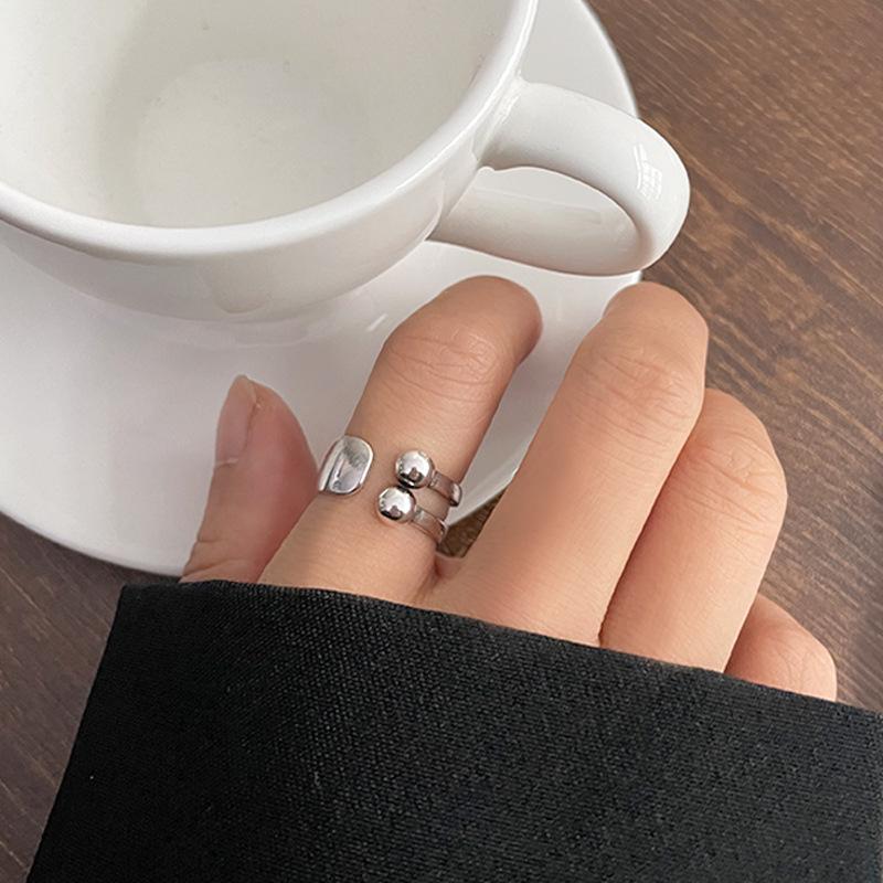 Lan Zhi Smiling Face 925 Sterling Silver Korean-Style Adjustable Ring for Women