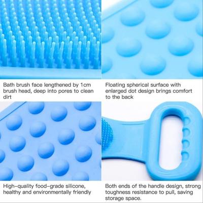 Silikon Körper Rücken Schrubber Doppelseitige Badebürste für Haut Tiefenreinigung Massage Entfernung abgestorbener Haut Peeling Gürtel für Dusche Körperbürste für