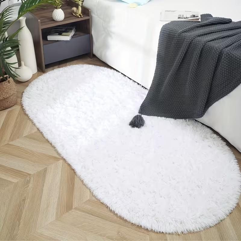 Tie-Dye Oval Long Plush Carpet Living Room Sofa Coffee Table Mat Soft Children's Bedroom Bedside Rug Home Decor