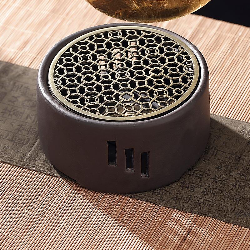 Warm Tea Stove Roasted Orange Base Candlestick Warm Tea Maker Ceramic Heating Base Japanese Style Roasted Tea Maker